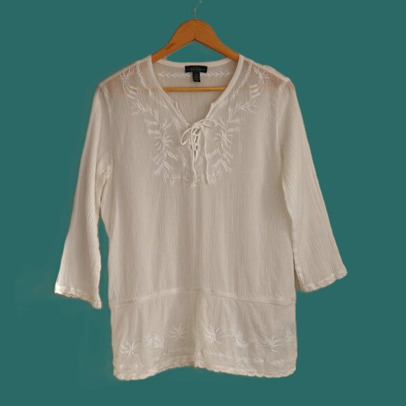 100% Cotton White Top from Ralph Lauren -  Size L - Picture 1 of 10